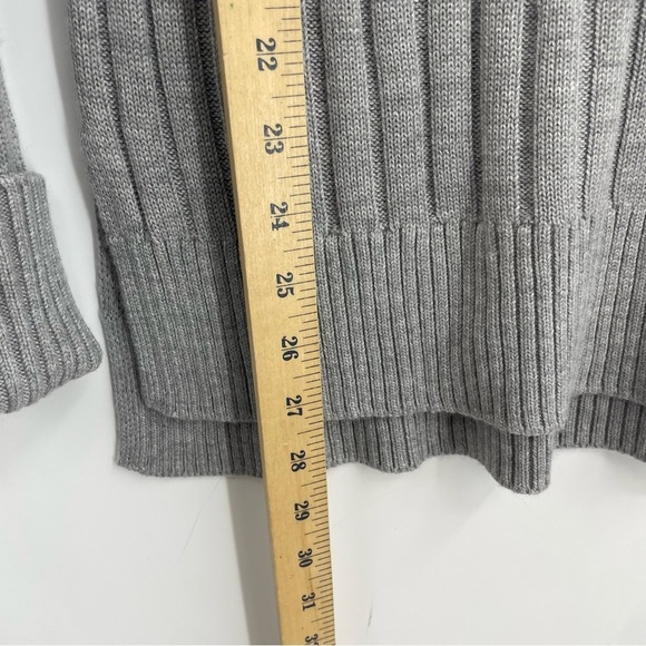 WHBM White House Black Market Cashmere Blend V-NECK Ribbed SWEATER Tunic Gray S - Picture 7 of 8